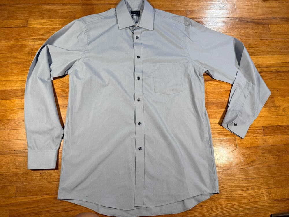 Arrow USA 1851 Men’s M Light Gray Regular Fit Dress Shirt 15-15.5 34/35